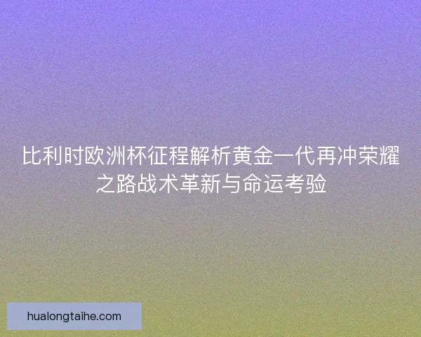 比利时欧洲杯征程解析黄金一代再冲荣耀之路战术革新与命运考验